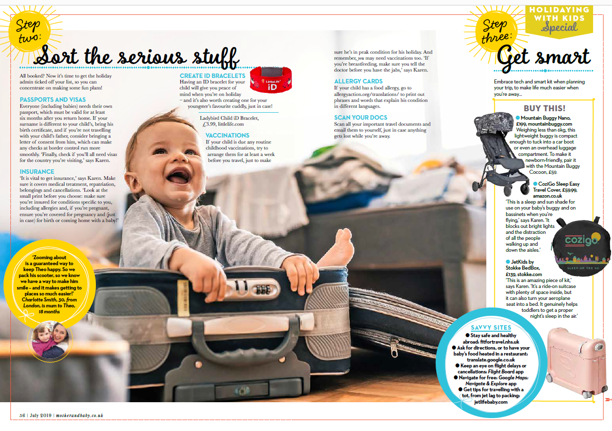 CoziGo scores a mention in the Mother & Baby UK Magazine Holiday Guide